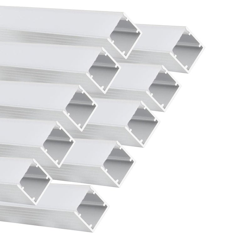 LED Aluminum Channel Silver 10Pack 1M/3.3Ft,U Shape LED Strip Light Diffuser Aluminum Channel Profile Extruison for Living Room Bedroom Bathroom Stairs (Silver-10Pack 3.3Ft)
